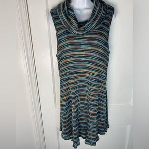 Altar’d State Multicolor Striped Sleeveless Cowl Neck Midi Dress